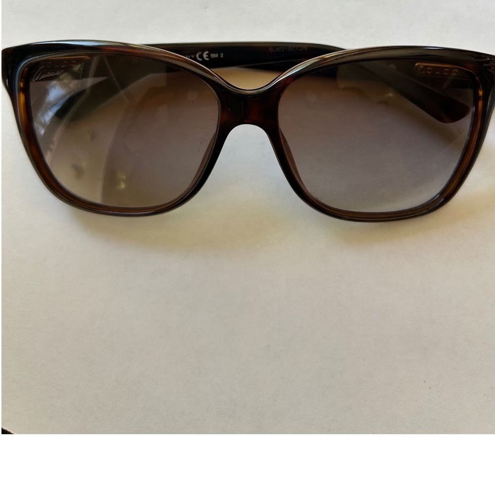 Gucci Tortoise Shell Square Sunglasses GG Web Stripe Interlocking G Logo Brown